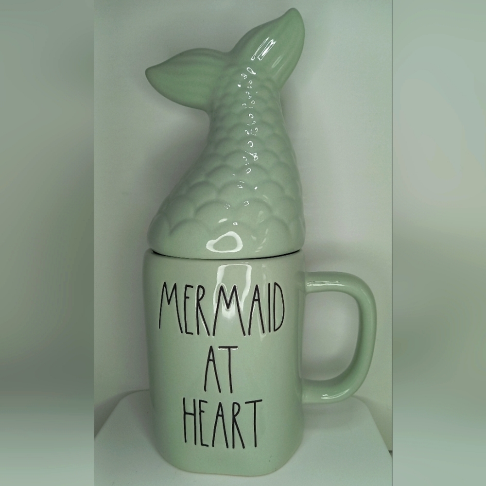 Rae Dunn "MERMAID AT HEART" Mug With Topper